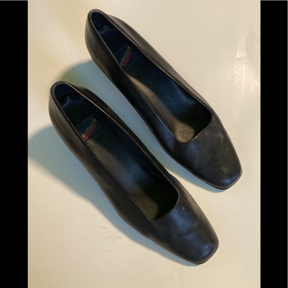 Aerosoles soft black leather 2” heel $45